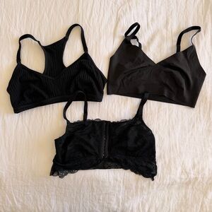 Black Bralette Trio – Lace, Ribbed & Smooth Styles